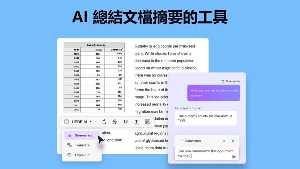 WPS AI 在PDF模块中摘要问答的界面示意